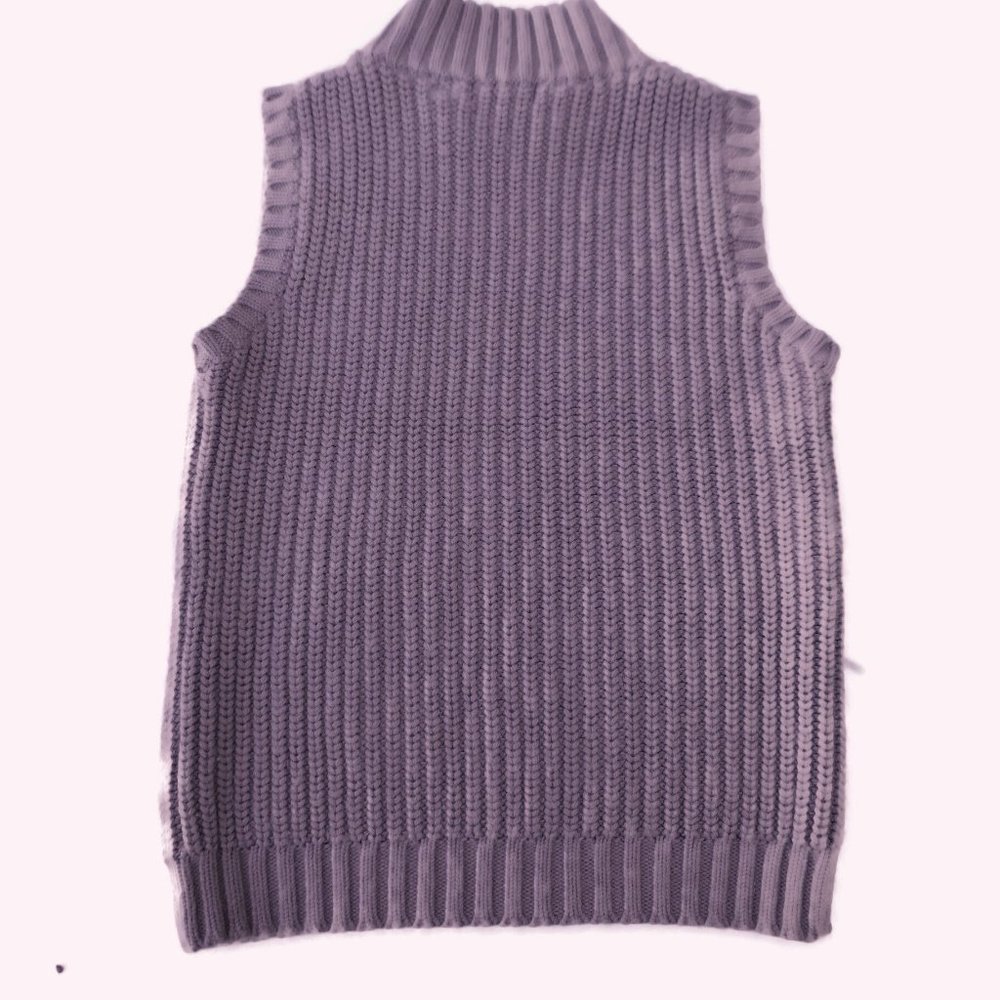 Vintage Contact NY Knit Turtleneck Sleeveless Ribbed Mock Neck Mauve Acrylic - Picture 3 of 8